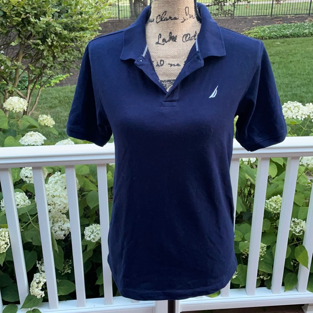 Nautical blue 2 button unisex polo.  Excellent